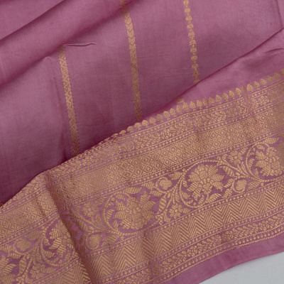 Banarasi Katan Silk Vertical Lines And Butta Lavender Saree