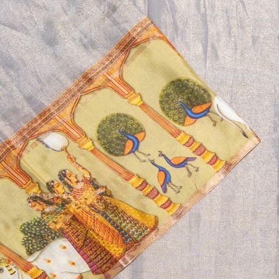 Chanderi Silk Tissue Plain Grey Saree