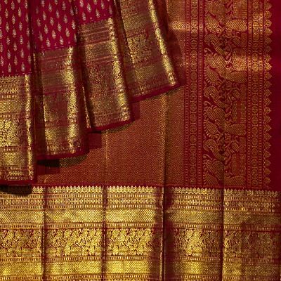 Kanchipuram Silk Brocade Maroon Saree