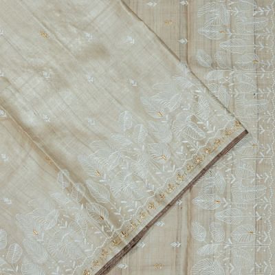 Bhagalpuri Tussar Butta Beige Saree