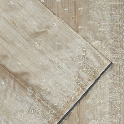 Bhagalpuri Tussar Butta Beige Saree