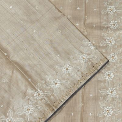 Bhagalpuri Tussar Butta Beige Saree