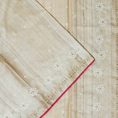 Bhagalpuri Tussar Butta Beige Saree