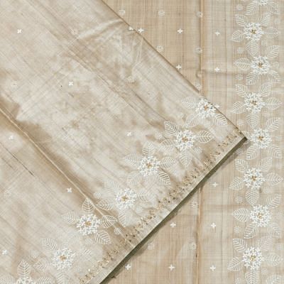 Bhagalpuri Tussar Butta Beige Saree