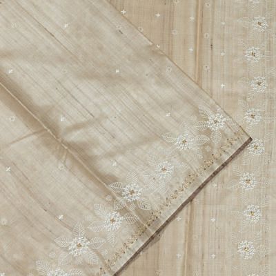 Bhagalpuri Tussar Butta Beige Saree