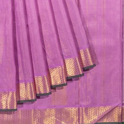 Kanchipuram Silk Horizontal Lines Lavender Saree