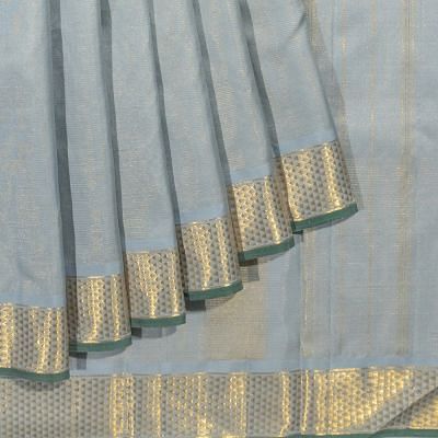 Kanchipuram Silk Horizontal Lines Grey Saree