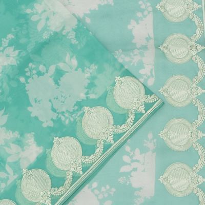 Organza Floral Printed Sea Green Saree