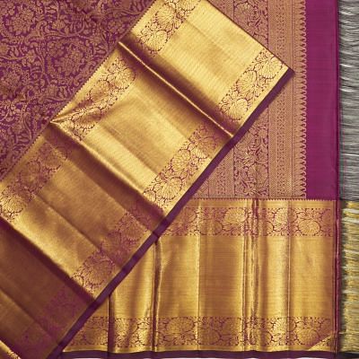 Kanchipuram Silk Brocade Purple Saree