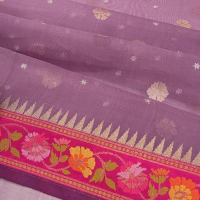 Banarasi Kora Organza Butta Violet Saree