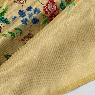 Petit Point Kanchipuram Silk Tissue Jaal Gold Saree