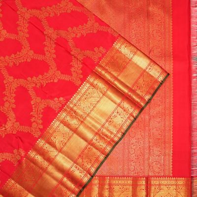 Kanchipuram Silk Jaal Red Saree