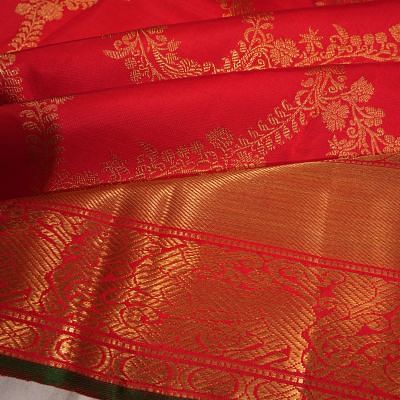 Kanchipuram Silk Jaal Red Saree