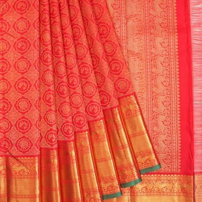 Kanchipuram Silk Brocade Red Saree