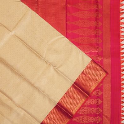 Kanchipuram Silk Brocade Cream Saree