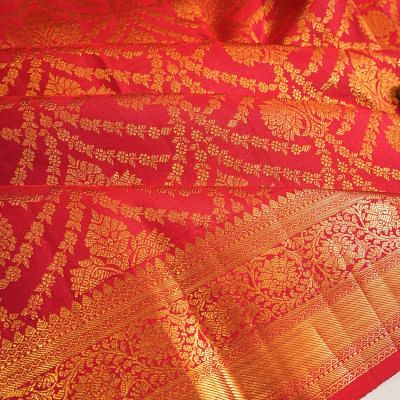 Kanchipuram Silk Brocade Red Saree