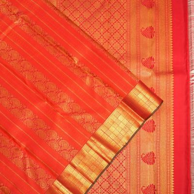 Kanchipuram Silk Jacquard And Brocade Red Saree