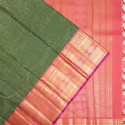 Kanchipuram Silk Brocade Green Saree