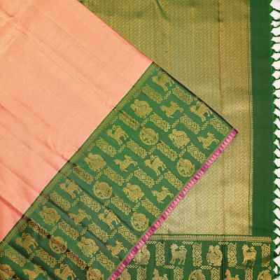 Kanchipuram Silk Brocade Peach Saree