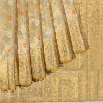 Kanchipuram Silk Tissue Jaal Gold Saree