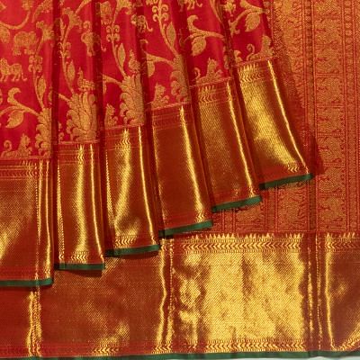 Kanchipuram Silk Jaal Red Saree