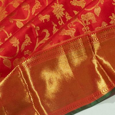 Kanchipuram Silk Jaal Red Saree