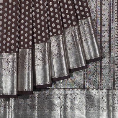 Kanchipuram Silk Brocade Brown Saree