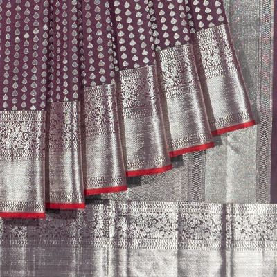 Kanchipuram Silk Brocade Brown Saree