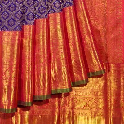 Kanchipuram Silk Floral Jaal Butta Violet Saree