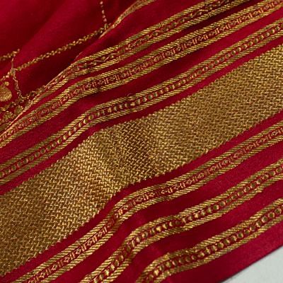 Georgette Crepe Checks Maroon Saree With Kalamkari Pallu