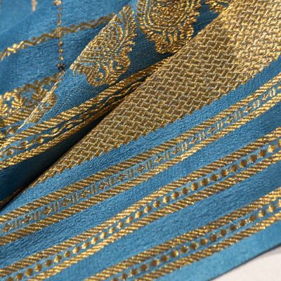 Georgette Crepe Checks Powder Blue Saree With Kalamkari Pallu