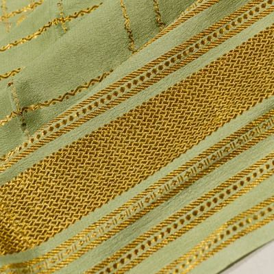 Georgette Crepe Checks Pista Green Saree With Kalamkari Pallu