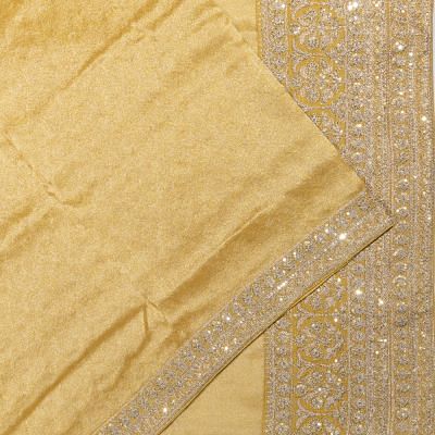 Organza Tissue Brocade Yellow Saree With Embroidery