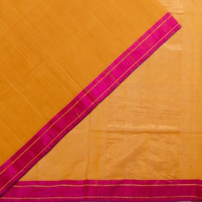 Ponduru Handspun Cotton Plain Orange Saree