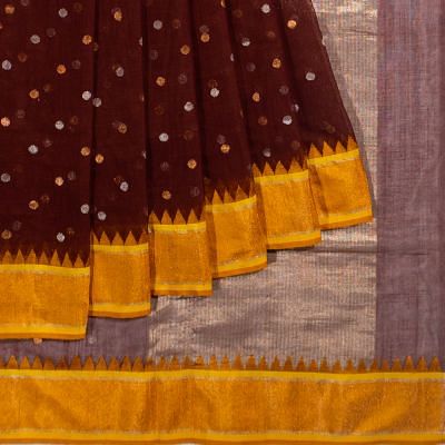 Ponduru Handspun Cotton Butta Brown Saree