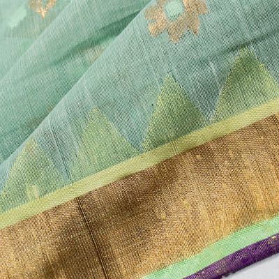 Ponduru Handspun Cotton Jamdani Butta Pastel Blue Saree