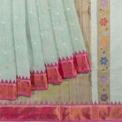 Ponduru Handspun Cotton Butta Pastel Blue Saree