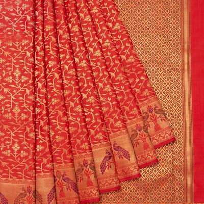 Kanchipuram Silk Brocade Red Saree