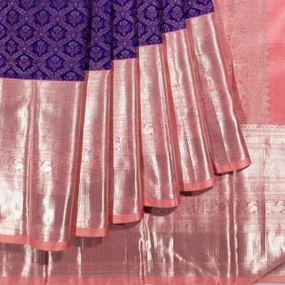 Kanchipuram Silk Brocade Dark Blue Saree