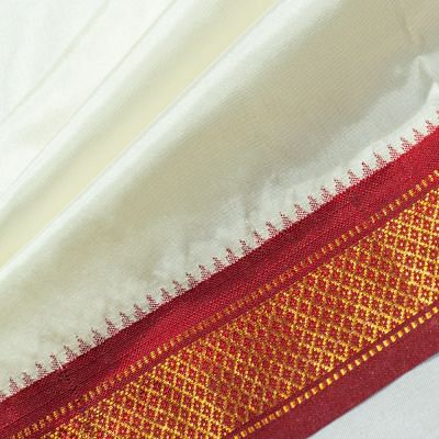 Kanchipuram Silk Plain White Dhoti With Kanduva