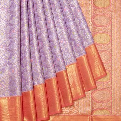 Kanchipuram Silk Tissue Brocade Lavender Saree