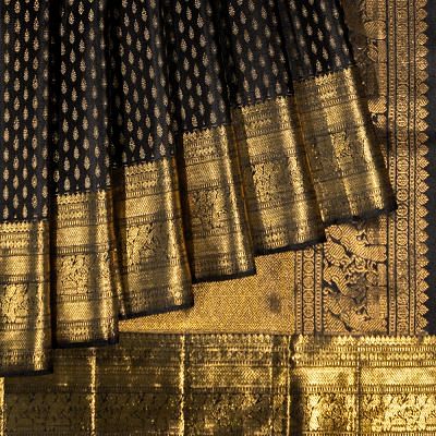 Kanchipuram Silk Brocade Black Saree