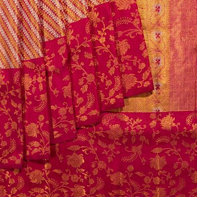 Kanchipuram Silk Tissue Brocade Pink Saree