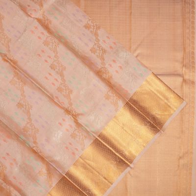 Kanchipuram Silk Jaal Peach Saree