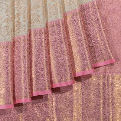 Kanchipuram Silk Brocade Off White Saree