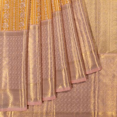 Kanchipuram Silk Tissue Brocade Yellow Saree