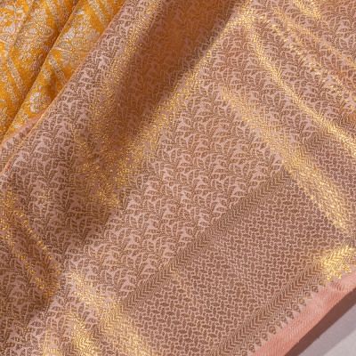 Kanchipuram Silk Tissue Brocade Yellow Saree