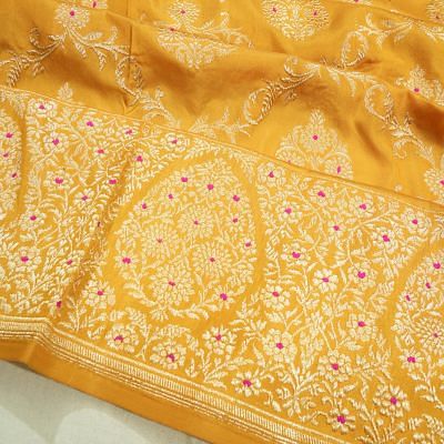 Banarasi Silk Kadwa Jaal And Butta Yellow Saree