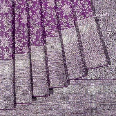 Kanchipuram Silk Brocade Purple Antique Zari Saree