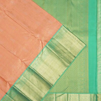 Kanchipuram Silk Brocade Pastel Orange Saree